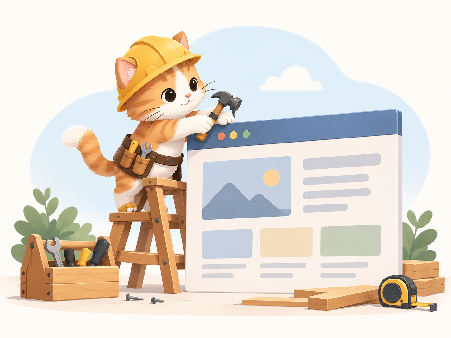 Cat building a website
